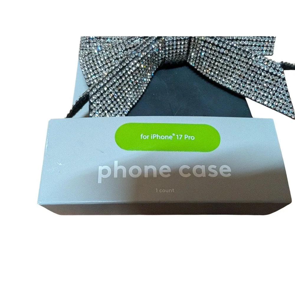 Heyday Phone Case Unisex iPhone 13 Pro Black New Rhinestone Oversized Bow Glam